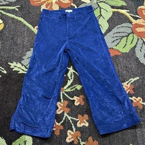 Madewell blue crushed velvet wide leg pant